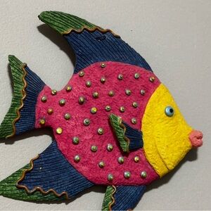 Colorful Tropical Fish Wall Decor Hand Painted 8” x 8”